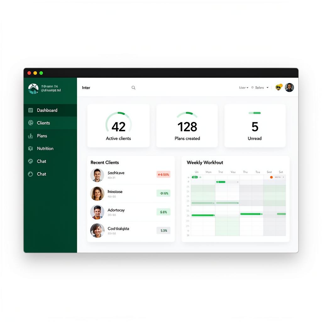 FyCoach personal trainer software dashboard with AI workout plans